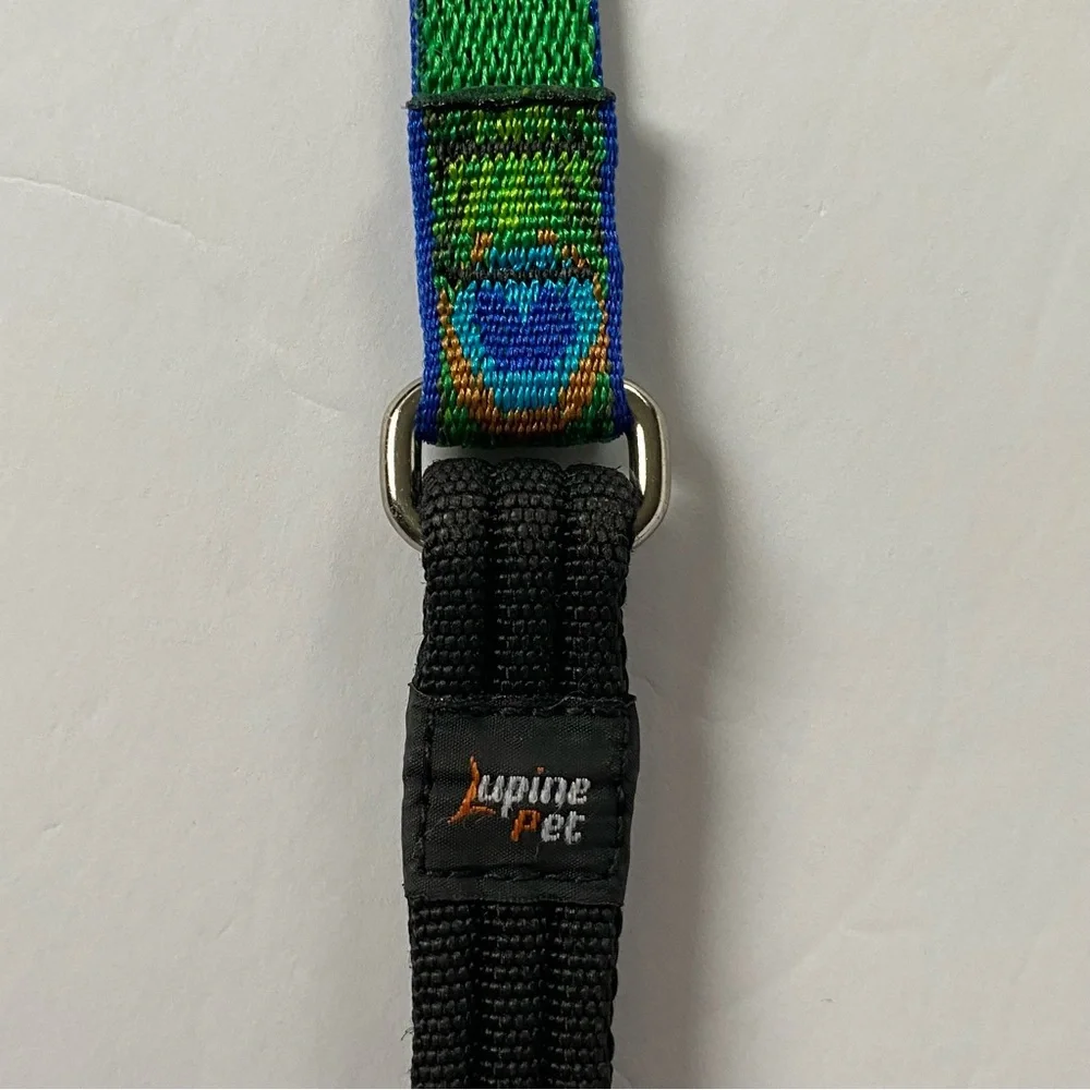 Lupine Lead Leash 2 Feet Short 1” Wide Peacock Green Blue 24” EUC birds pet dog